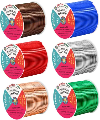 Vista 192 de Mandala Crafts - Alambre de aluminio anodizado de calibre 22 para hacer joyas - 137.2 m de alambre flexible surtido y coloreado - Doble para bonsái