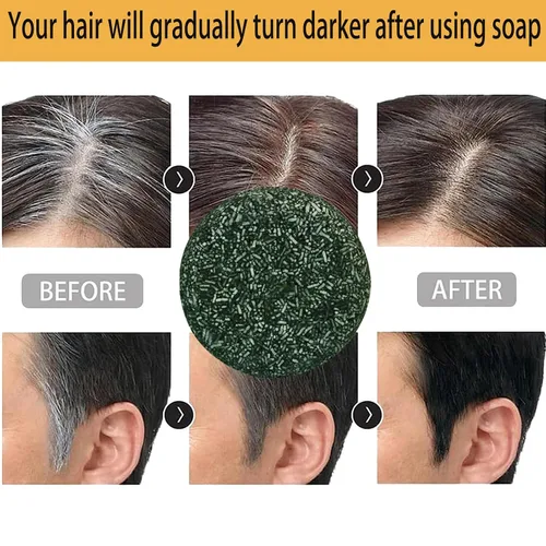 Vista 3 de Barra de champú oscuro, 3 piezas de cabello gris, oscurecimiento del cabello, para hombres y mujeres
