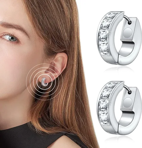 Vista 4 de JEROOT Aretes magnéticos de titanio para mujer, aretes de titanio puro para orejas sensibles, 1 par de aretes de oreja para mujer para regalo
