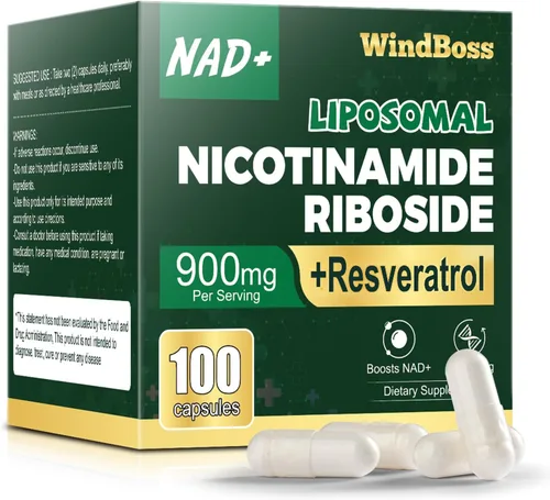 Vista 8 de Suplemento liposomal NAD+ con ribósido de nicotinamida y resveratrol - Suplemento NAD para mujeres y hombres - Energía celular, salud mitocondrial