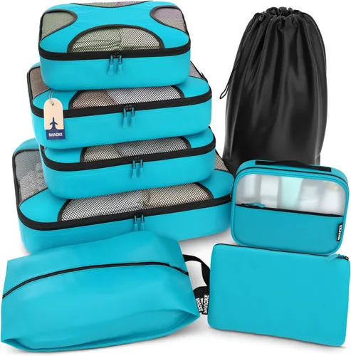Vista 8 de Shacke Juego de 5 cubos de embalaje para viajes con bolsa de lavandería Juego de 5 - Air Black