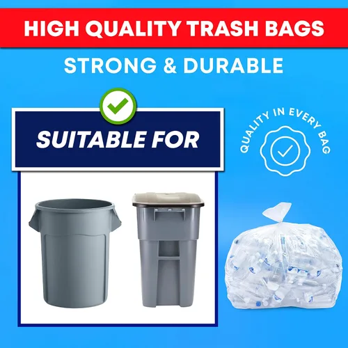 Vista 2 de Bolsas de basura resistentes de 45 galones, enormes 100 bolsas con lazos, bolsas de basura transparentes extragrandes para reciclaje. Bolsas