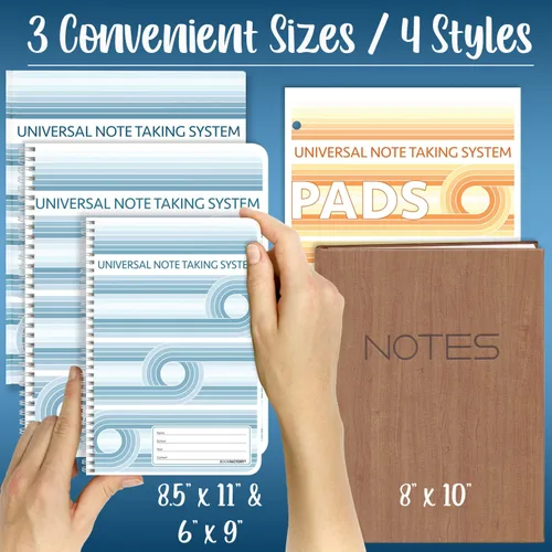 Vista 6 de BookFactory Sistema universal de toma de notas (notas Cornell) / cuaderno para tomar notas - 120 páginas, 8'' x 10'' - cubierta encuadernada