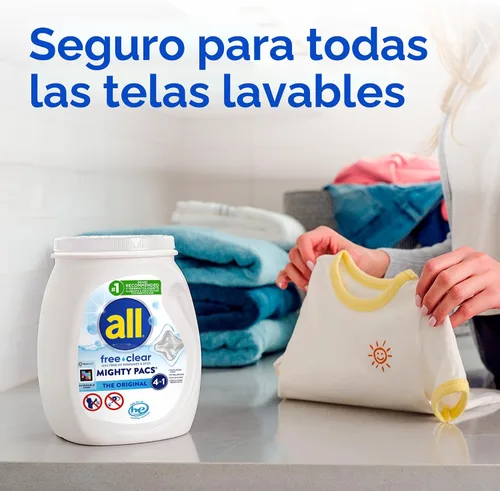 Vista 7 de All Mighty Pacs Detergente para Ropa, Sin Fragancia Sin Colorantes para Piel Sensible, Envase, 60