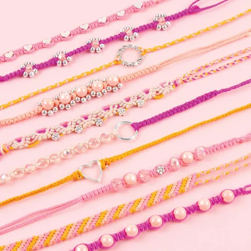Vista 5 de Make It Real - Kit de fabricación de pulseras de la amistad de macramé para niñas - Kit de fabricación de pulseras de cuerda para niños - Kit