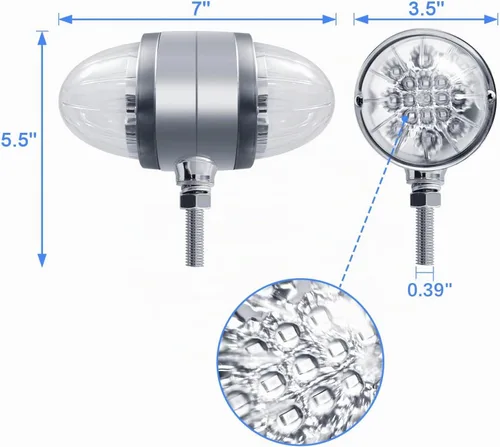 Vista 5 de 2 luces LED de doble función sandía de doble cara, lente transparente LED rojo ámbar con reflector, 3.5 pulgadas de doble cara redonda LED