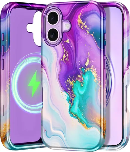 Vista 14 de CASEFIV Funda compatible con iPhone 11, patrón de mármol 3 en 1, resistente a prueba de golpes y caídas, cuerpo completo, policarbonato duro