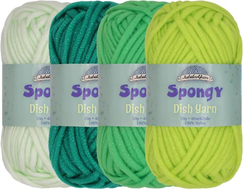 Vista 19 de JubileeYarn Hilo esponjoso para platos - 50 g/madeja de nylon grueso - paño de cocina - negro - 4 madejas