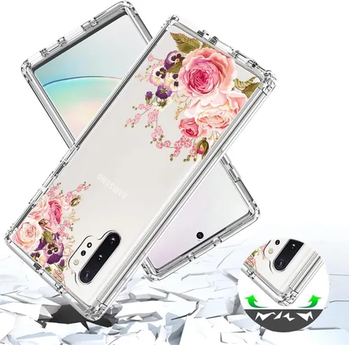Vista 7 de Funda para Galaxy Note 10 Plu/Note 10+ 5G SM-N975U con protector de pantalla de vidrio templado, carcasa rígida de diseño floral de cuerpo completo