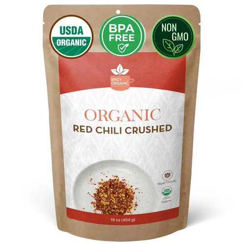 Vista 8 de SPICY ORGANIC Copos de pimiento rojo triturado de 5 libras – Especias de condimento de chiles resistentes – USDA orgánico, Kosher, sin OGM