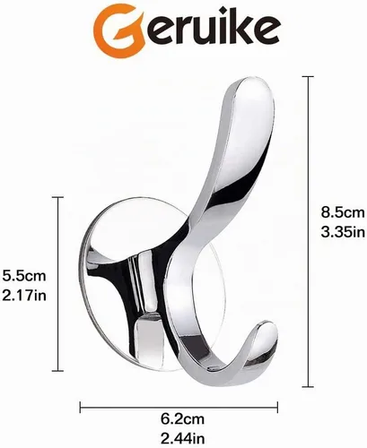 Vista 4 de Ganchos adhesivos de acero inoxidable autoadhesivos para bata de baño, cocina, gancho de pared, sin tornillos, sin daños