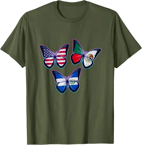 Vista 51 de Multiculti Heritage. Camiseta El Salvador México y Estados Unidos
