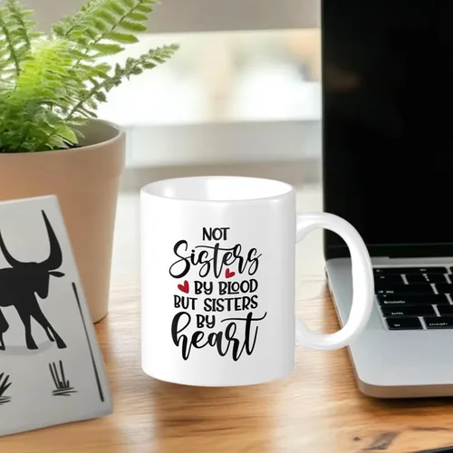Vista 4 de Taza de café de cerámica Not Sisters by Blood but Sisters by Heart