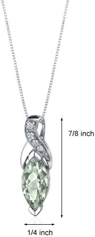 Vista 3 de Peora Collar con colgante solitario de infinito abierto de amatista verde para mujer, plata de ley 925, piedra preciosa natural, 1.50 quilates