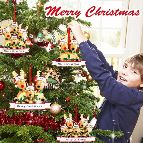 Vista 5 de Adornos de Navidad de renos personalizados 2025, adornos de ciervo y alce navideños DIY para árbol de Navidad, adornos colgantes personalizados