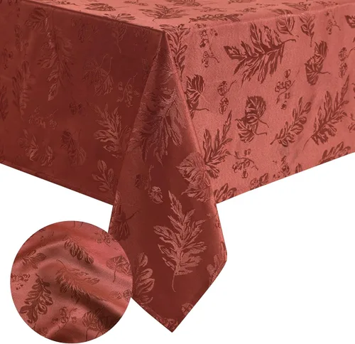 Vista 10 de Elrene Home Fashions. - Elegante mantel de damasco, diseño de hojas tejidas.