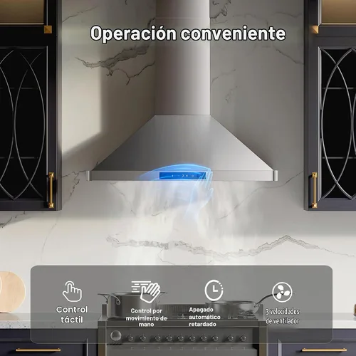 Vista 5 de 30inch Wall Mount Range Hood, 900CFM Stainless Steel Kitchen Hood