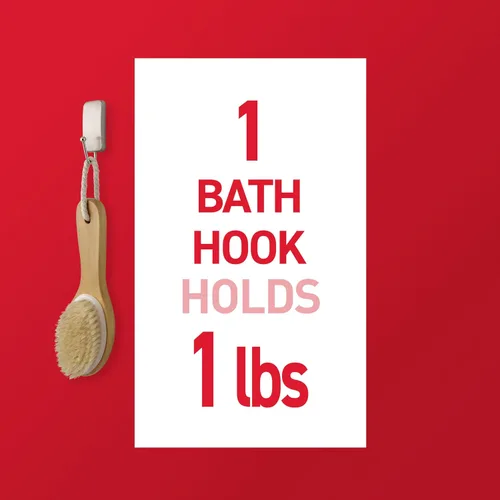 Vista 7 de Command BATH33-SN-ES gancho pequeño para baño de níquel satinado, 1 gancho dos tiras resistentes al agua pequeñas, Plateado, BATH33-SN-ES