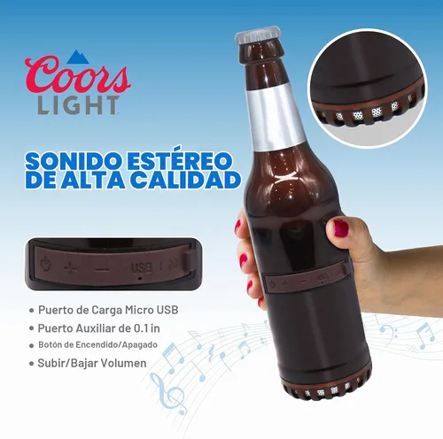 Vista 3 de Coors Light - Altavoz Bluetooth con Forma de Botella con Estéreo de Alta Fidelidad, Resistente a Salpicaduras, 6H de Reproducción y Puerto AUX