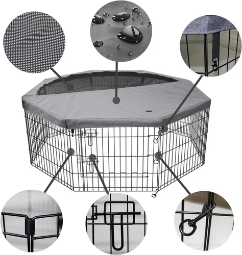 Vista 46 de PETIME - Corral plegable de metal para ejercicio de perros/Parque de juegos para cachorros con 8 paneles para interior/exterior, valla de patio