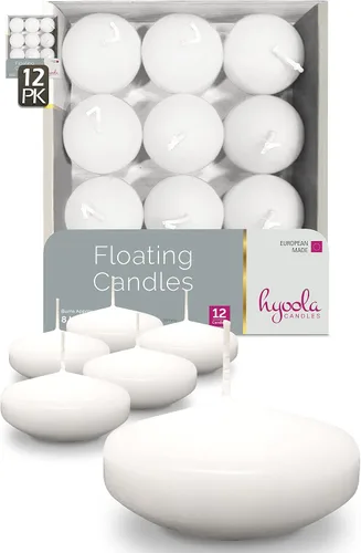 Vista 9 de Hyoola Velas flotantes blancas prémium de 3 pulgadas - 8 horas - Paquete de 12 - Fabricadas en Europa