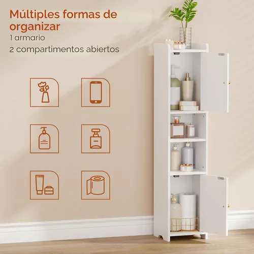 Vista 5 de ANWBROAD Armario de almacenamiento de baño delgado con 2 puertas y estante