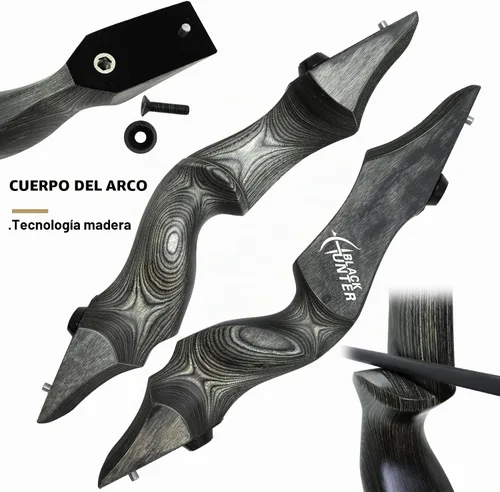 Vista 4 de Arco recurvo de 60 pulgadas Black Hunter Takedown - Arco de caza y flechas de 20 a 60 libras, con carcaj de flechas, arcos de tiro con arco de mano