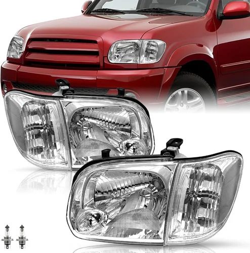 Vista 15 de Conjunto de faros delanteros TUSDAR para Toyota Tundra 2005-2006 Doble/Crew Cab Carcasa negra
