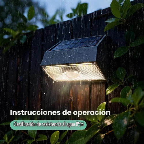 Vista 9 de Luz solar para valla al aire libre, 4000K 3000K Luz de pared solar 1000LM