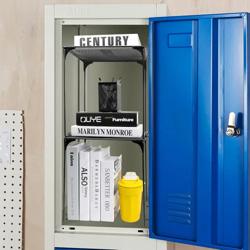 Vista 7 de Estante organizador de casillero apilable extra para casillero escolar, organizador de armario de almacenamiento, accesorios adecuados para la Negro
