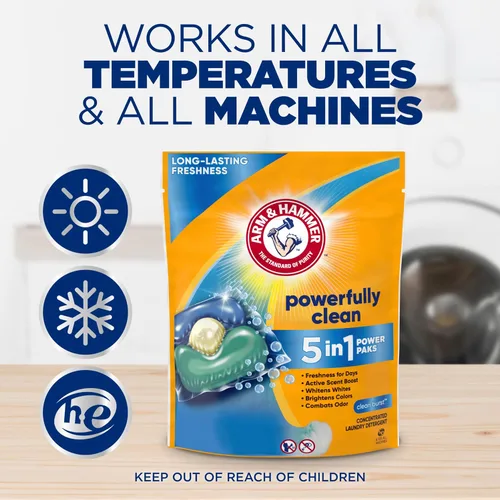 Vista 7 de Arm & Hammer Clean Burst - Paquete de detergente 5 en 1, alta eficiencia (HE), 42