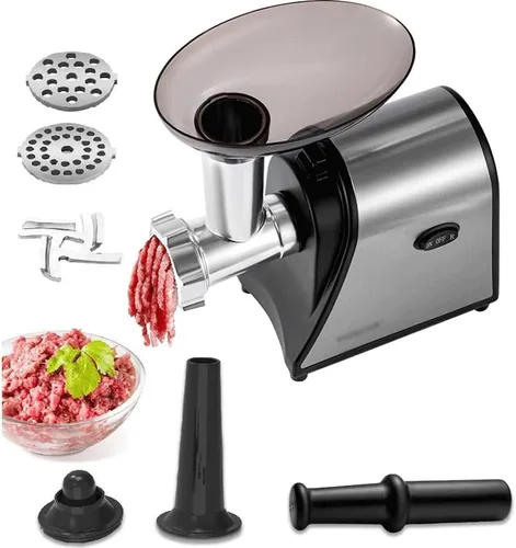 Vista 4 de Comcerical - Molinillo de carne multifunción con 3 placas de molienda de acero inoxidable, incluye kits (D, Au)