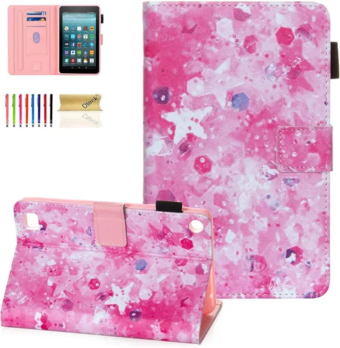 Vista 17 de Dteck - Funda para tablet Kindle Fire 7, funda protectora completa con función atril ajustable y función de encendido y apagado automático