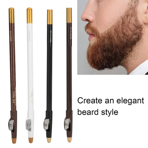 Vista 7 de 4 lápices de trazado de barba y línea capilar con sacapuntas integrado para un estilo y forma precisos