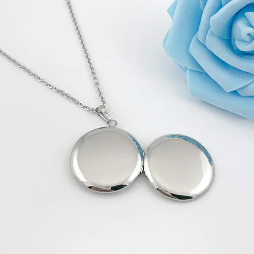 Vista 5 de Collar redondo con medallón que sostiene imágenes de forma de corazón medallones en forma de círculo regalo para joyas de niña Esmalte