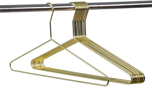 Vista 11 de Hermosas perchas de metal de aluminio dorado resistentes (paquete de 10 unidades, dorado)