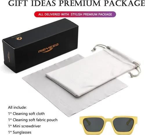 Vista 126 de AIEYEZO Gafas de sol cuadradas para mujeres y hombres, gafas de sol cuadradas con montura gruesa, estilo de diseñador simple