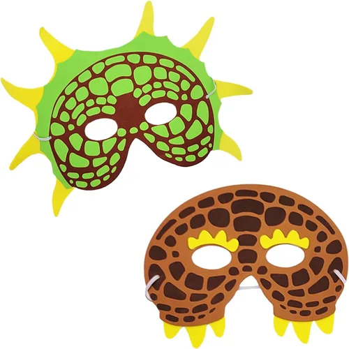 Vista 3 de Máscaras de espuma de dinosaurio, diseños espeluznantes, accesorios de disfraz de cara de Halloween, suministros divertidos de fiesta, ideal