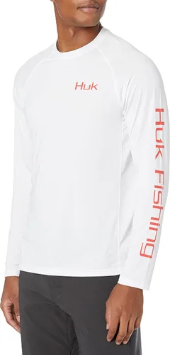 Vista 12 de HUK Camiseta de pesca de manga larga con protección solar para hombre Vc Pursuit Pescado de hueso - Glaciar