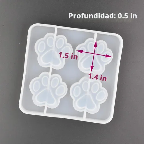 Vista 3 de Paquete de 2 moldes de silicona con forma de patas de gato, 1.5 x 1.4 in