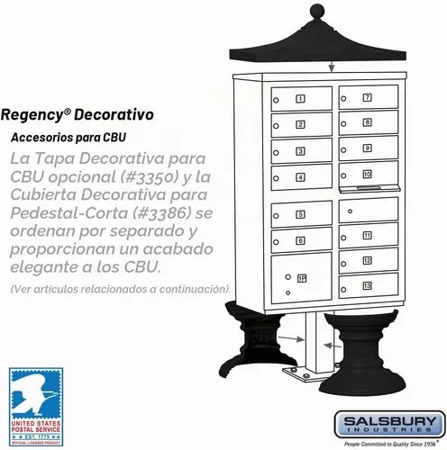 Vista 5 de Salsbury Industries 3313BLK-U 13 B Tamaño de Puertas, Unidad de Caja de Cluster Tipo IV Acceso USPS, Negro