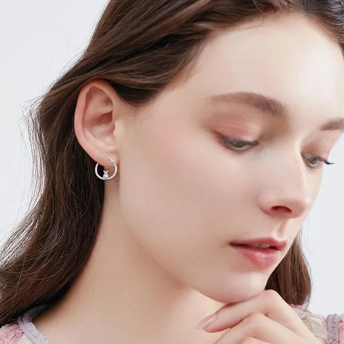 Vista 4 de Conbo MushroomBunny Hoop Earrings 925 Sterling Silver MushroomBunnyEarrings Cute Mushroom Earrings Small Mushroom Hoop Earrings Hypoallergenic