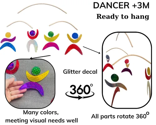 Vista 4 de Set de 4 Móviles Montessori Portátiles - Munari, Gobbi, Octaedro, Bailarines. Móvil Montessori, Móvil para Bebé, Móvil Colgante para Bebé niño y niña