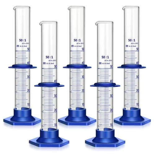 Vista 7 de 10 piezas de cilindro graduado, cilindro de medición, cilindros de laboratorio de vidrio grueso, cilindro graduado de vidrio, cilindro de medición