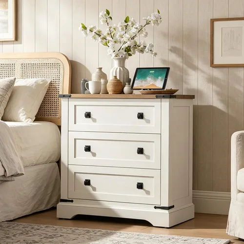 Vista 14 de T4TREAM Farmhouse 6 Cajones Cómoda para Dormitorio, Cómoda de Madera Rústica Ancha, Organizador de Cómodas de Almacenamiento para Dormitorio, Sala