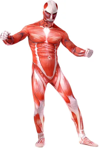 Vista 3 de Halloween Attack On Titan Costume Cosplay Shingeki No Kyojin Muscle Bodysuit Jumpsuit Zentai Spandex Unisex for Kids Adult