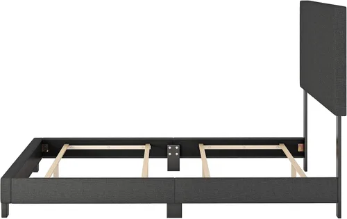 Vista 8 de Boyd Sleep Milan cama tapizada de tamaño completo con plataforma de lino negro, con cabecera ajustable - Se requiere somier o base calificados