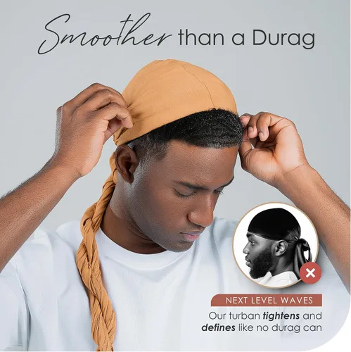 Vista 3 de Turbante Halo con Forro de Satén de Seda Envolvente de Cabeza Preajustado Gorro de Calavera para Hombres y Mujeres Gorro para Dormir Cubierta