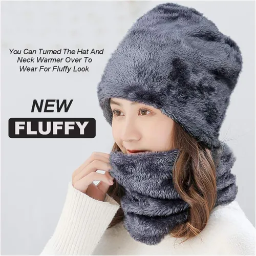 Vista 4 de Winter Knit Hat Scarf Neck Warmer Gloves Set for Women Knitting Hats Caps