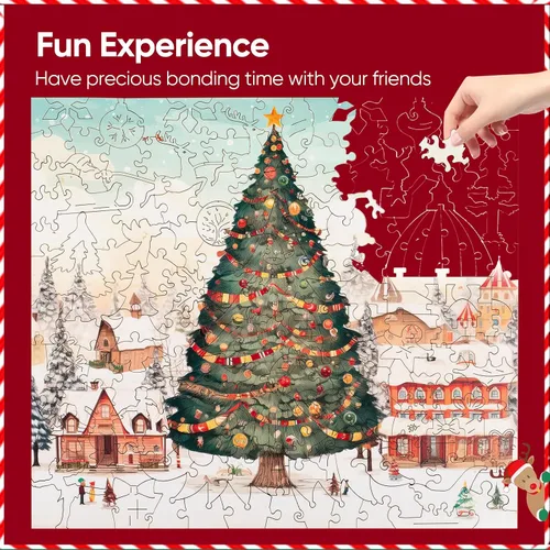 Vista 3 de Rompecabezas de árbol de Navidad Mys Aurora para adultos Hermosos rompecabezas de madera Piezas únicas Rompecabezas de madera para relajarse Regalos